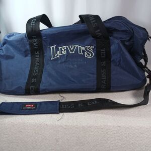 Levis Duffle Bag Blue Gym Travel Weekender Carry On Adjustable Strap